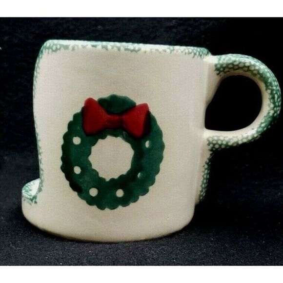 VTG Hermitage Pottery Loomco Chamber Lamp Candle Holder Ceramic Christmas Wreath - Picture 1 of 6